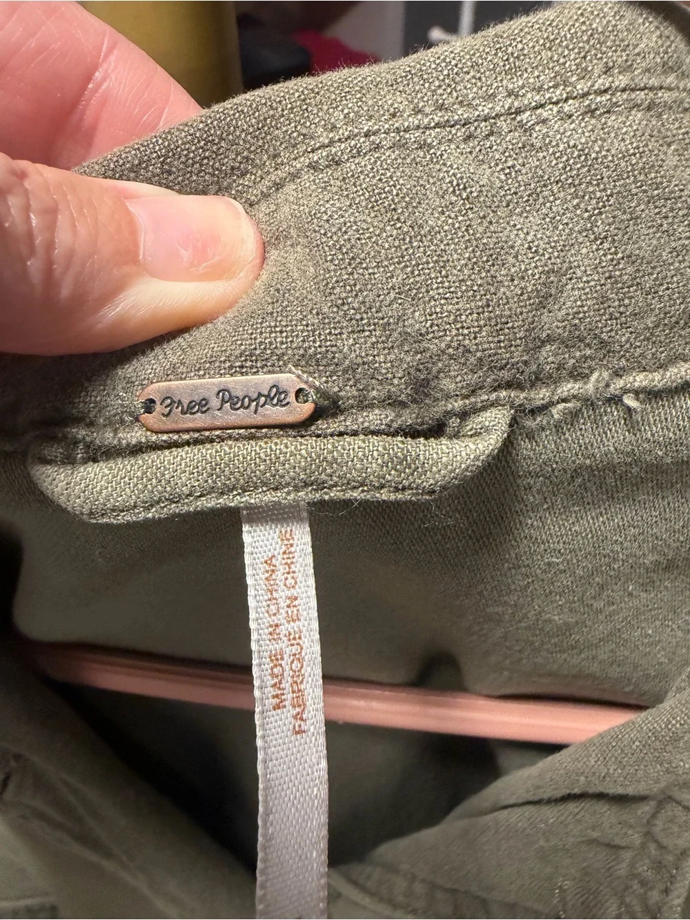 Free People Olive Green Utility Jacket with Oversized Pockets